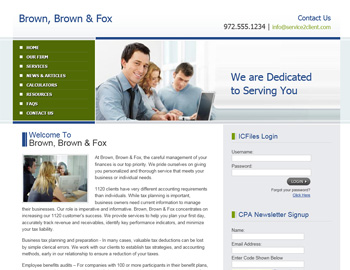 Belton website template preview for accounting firms