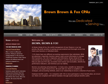 Brownstone website template preview for accounting firms
