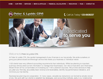 Heath website template preview for accounting firms
