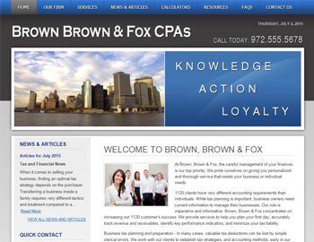 Westmere Blue website template preview for accounting firms