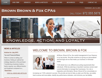Westmere Brown website template preview for accounting firms