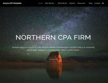 Aurora website template preview for accounting firms