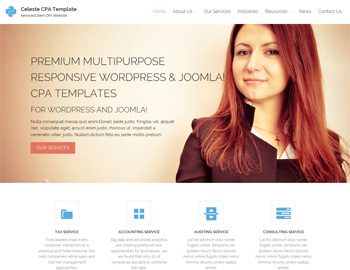 Celeste website template preview for accounting firms