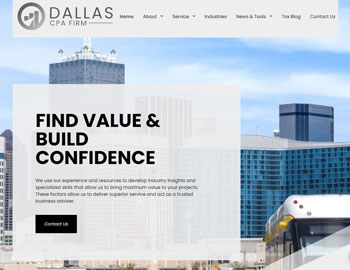 Dallas website template preview for accounting firms
