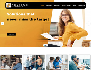Financial Advisor website template preview for accounting firms