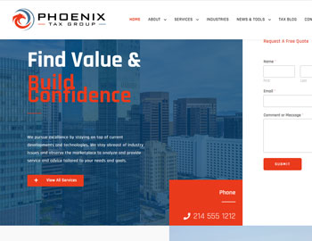 Phoenix website template preview for accounting firms