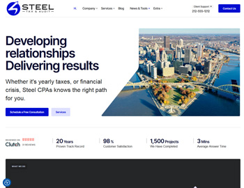 Pittsburgh website template preview for accounting firms