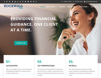 Rockwall website template preview for accounting firms